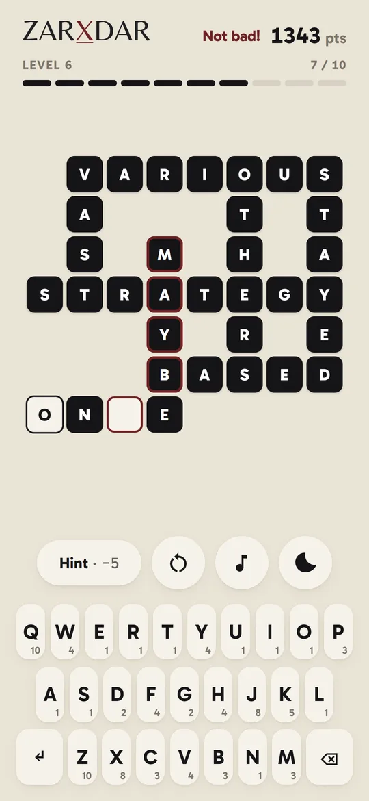 A crossword growing on the board